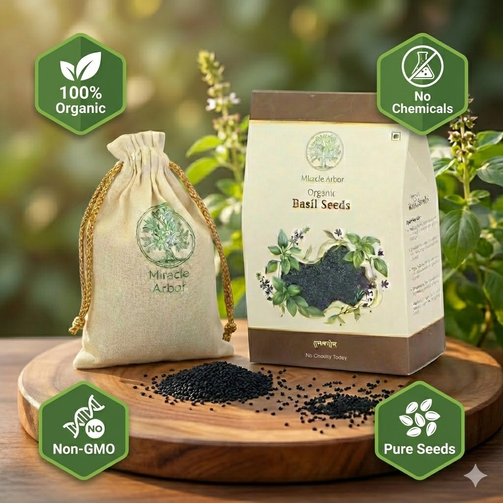 Organic Basil Seeds (Sabja) – Raw & Unroasted | 100% Natural