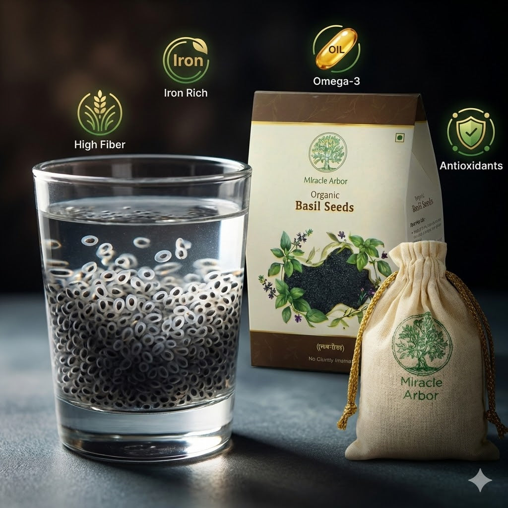 Organic Basil Seeds (Sabja) – Raw & Unroasted | 100% Natural