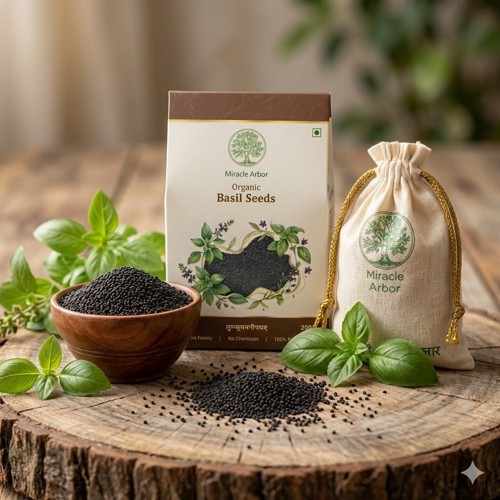 Organic Basil Seeds (Sabja) – Raw & Unroasted | 100% Natural